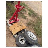 Tire changer with tool, trailer fenders, & spare trailer wheels, row:5