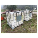 (2) Metal caged water holding tanks, row:6