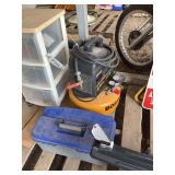 Tool box with Craftsman tools & air compressor, bldg:green