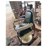 Barber chair with razor strap, bldg:green