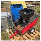Mini dump cart, pull behind spreader, metal garbage can, rain barrel, dolly, & animal trap, row:5