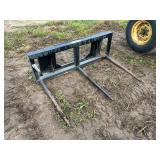 Skid steer quick attach bale spear, row:6