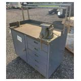 Steel Cabinet on Wheels w/ Vise