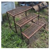 36" W steel steps with handrail, row:4