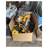 Misc. DeWalt tools, charger, batteries, radio bldg:green