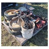 Pallet of hydraulic components and gauge wheels for International 800 Air Planter, row:8