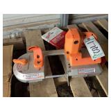 Hand band saw with new blade in box, bldg:locked