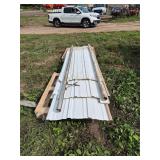 (14) Sheets of steel, 6ft. to 10ft., and 20ft. of Cannonball track w/rollers, row:8