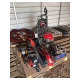 (8) Used replacement chains, (2) Poulan 42CC Chainsaws 18', (2) Craftsman 25CC leaf blowers, bldg:locked