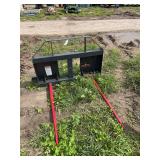 Skid steer quick attach 2 pt bale spear, row:6