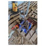 Hitches, misc antigue jacks, trailer balls bldg:green