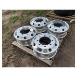 (4) 10 lug 19.5 hub pilot polished aluminum wheels, row:5