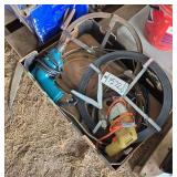 (2) clean out sewer snake tapes, 50ft., drain cleaning cable, and 2 electric  drills, bldg:green