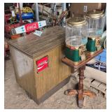 Vintage Coca Cola Cooler & Double Bubble Gum Machine on Stand, bldg:green