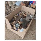 Box of misc. bolts, screws & hardware, & (2) chainsaws, bldg:green