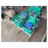 Pallet of Hydro fittings and dies, bldg:green