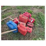 (9) Gas cans- assorted blue & red, row:5