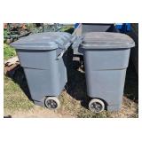 (2) garbage cans w/ lids,row:6