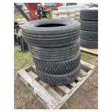 (4) 225/70R19.5 Bridgestone tires, 3 on 10 lug pilot wheels, row:5