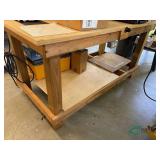 Wooden work bench 3 ft x 6ft, wired with outlets