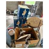 Light fixtures and wooden stool