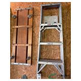 Aluminum step ladder and mechanics creeper