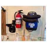Shop Vac and accessories, fire extinguisher