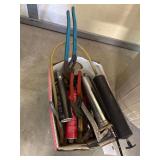 Grease guns, grease, channel locks, sockets, wrenches and miscellaneous