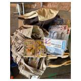 Fishing vest, waders and fishing flies