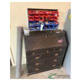 Parts Bins, Vintage Wooden cabinet and  chicken wire