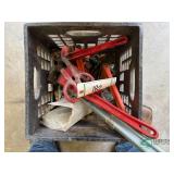 Crate of Pipe wrenches and shears