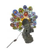 Peacock Lamp With Stained Glass Shade