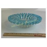 Blue Art Glass Bowl With Swirled Design