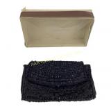Hato Hasi Black Beaded Clutch Purse-Made in Japan