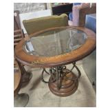 Wrought Iron & Wood Round Table (31 in. Across x
