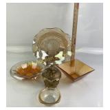 Jeannette Bowl, Carnival Glass Bowl, Art Deco Squa