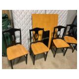 Wood table, 4 chairs