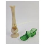 Glass Shoe, Hand-Painted Fenton Vase