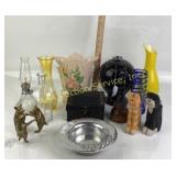 Hull Pottery, Yellowï¿½Cased Glass Vase, Brass Pigs