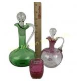 Cranberry Cruet, Green Glass Cruet, Cranberry Toot