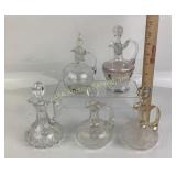 Glass Cruets: Hand painted, Cut and Frosted