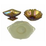 Marigold Sunflower Bowl, Amber Carnival Candy Dish