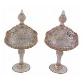 Indiana Glass Pink Diamond Point Pedestal Compote