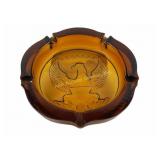 Tiara Glassware Giant Heavy Amber Eagle Ashtray