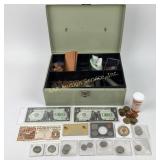 Cash box with Flamingo hotel 1 dollar coin, (2) 3
