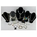 Costume Jewelry: .925 marked clasp polished stone