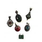 .925 Sterling Silver marked Stone Pendants: Raw