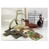 Wooden Duck Marked ROC, and Ceramic Ducks,