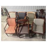 7 wood chairs, mixed designs