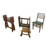 Quilt rack, folding chair, footstool